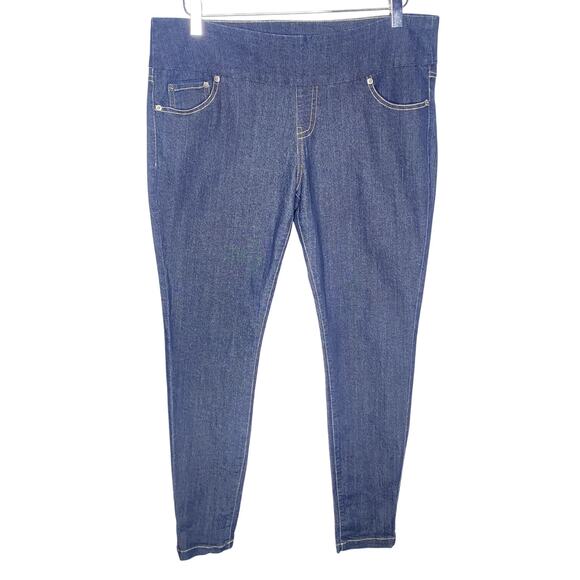 Hue Dark Denim Pull on Stretch Five Pocket Jeggings Size Large - Picture 1 of 6